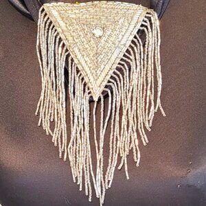 ICE HOT Richie FL Beaded Rhinestone Fringe Black Thong Bikini Bottom New w/o tag